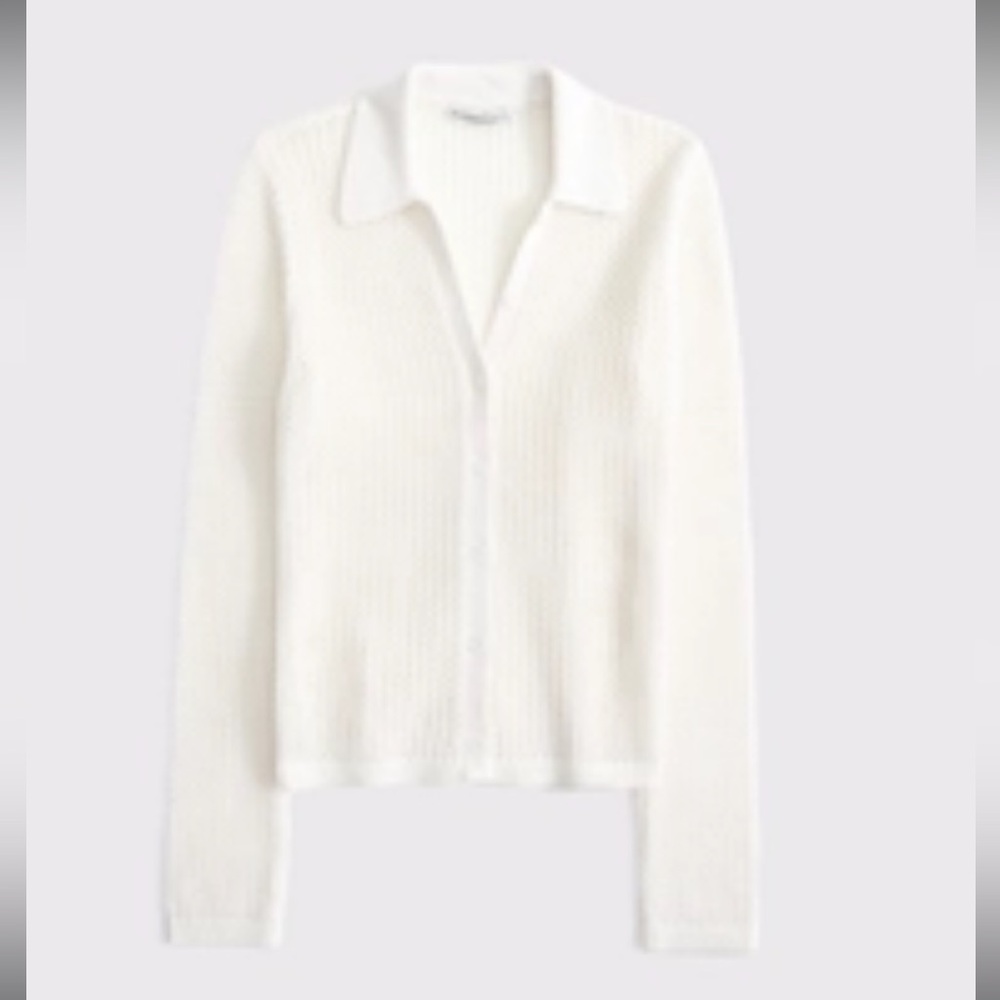 Abercrombie Crochet-Style Collared Button-Through Top